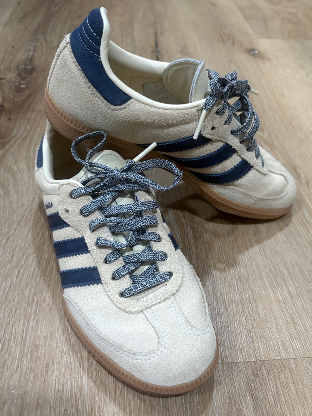 adidas Kids Beige and Navy Suede Sneakers